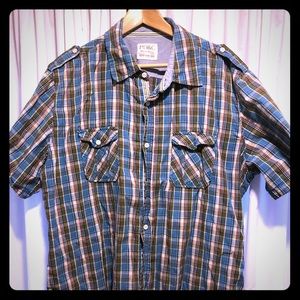 PD&C short-sleeve plaid vintage-style shirt